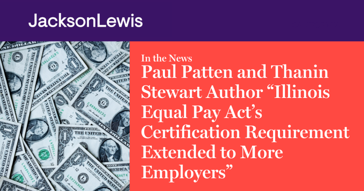Paul Patten and Thanin Stewart Author "Illinois Equal Pay Act’s